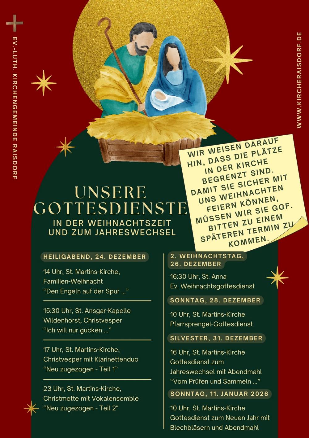 Übersicht Weihnachtsgottesdienste Raisdorf